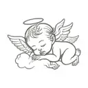 baby angel with wings on a cloud mini tattoo tattoo design idea