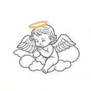 baby angel with wings on a cloud mini tattoo tattoo design idea