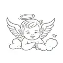 baby angel with wings on a cloud mini tattoo tattoo design idea