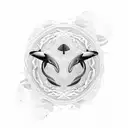 an orca filled with patterns aorrounded by waves tattoo design idea