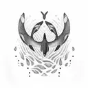 an orca filled with patterns aorrounded by waves tattoo design idea