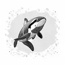 an orca filled with patterns aorrounded by waves tattoo design idea
