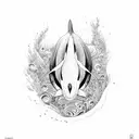 an orca filled with patterns aorrounded by waves tattoo design idea