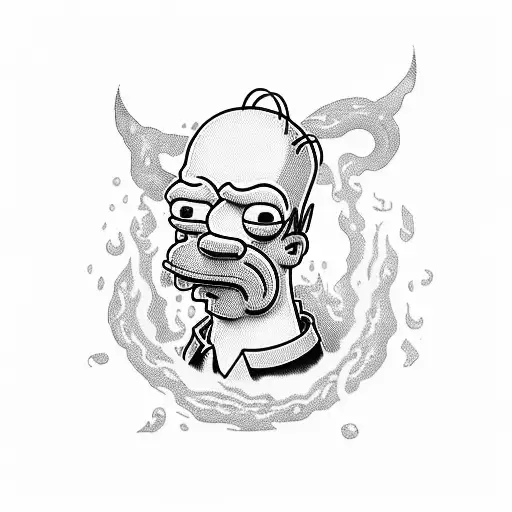 homer Simpson and dragon tattoo design idea