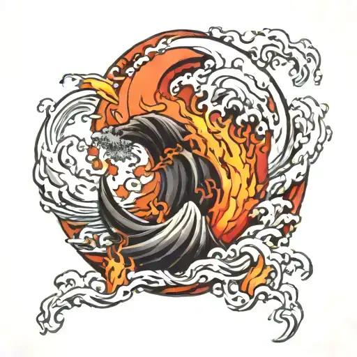 Tiny fire, tsunami, anger, huracane  tattoo design idea