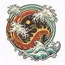Tiny fire, tsunami, anger, huracane  tattoo design idea