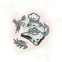 cooking meat tattoo design idea