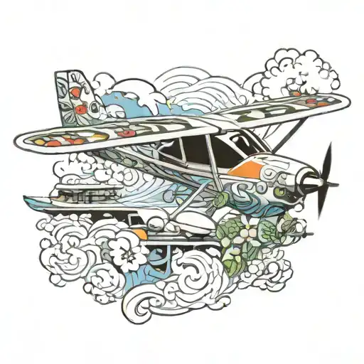 cessna 150, spray paint gun, drone, japan tattoo design idea