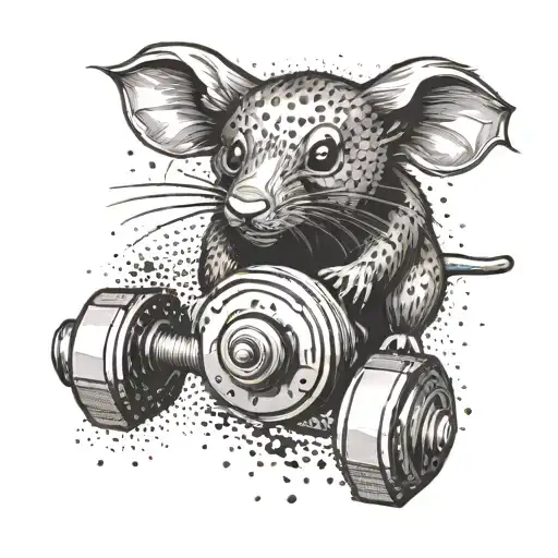 Combine a dumbbell and a computer mouse in a unique tattoo design symbolizing the client's passion for both gym and hacking tattoo design idea