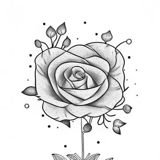 I love you and wild flowers tattoo design idea