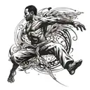 A dynamic design featuring a capoeira fighter in action, incorporating elements of movement and energy tattoo design idea