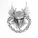 Raven with a irish celtic knot tattoo design idea