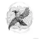 Raven with a irish celtic knot tattoo design idea