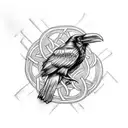 Raven with a irish celtic knot tattoo design idea