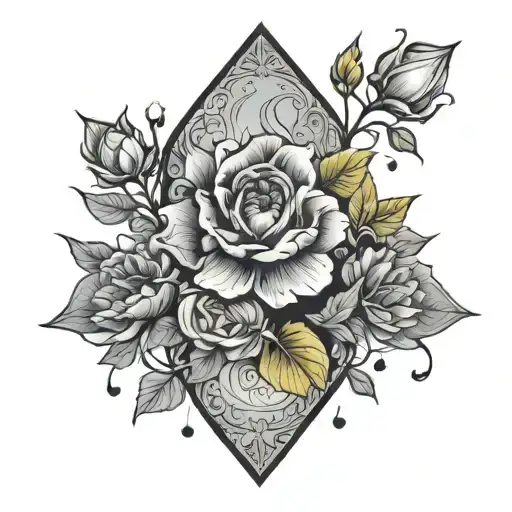 tarot card crystals growing moon flowers tattoo design idea