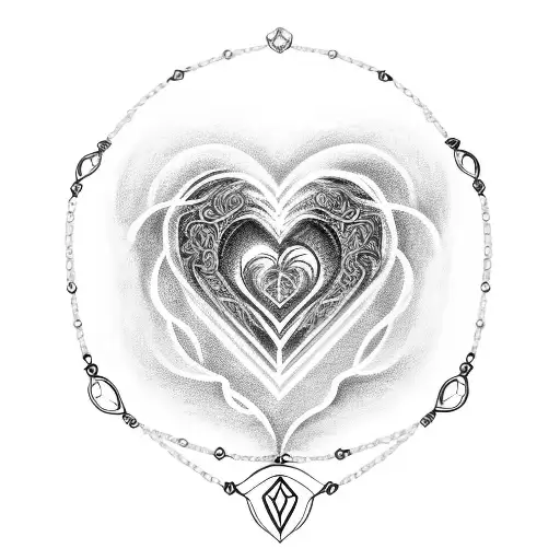 tattoo stylized heart in the center with intertwining elements, surrounded by a chain holding "Equality" and "Respect" tattoo design idea