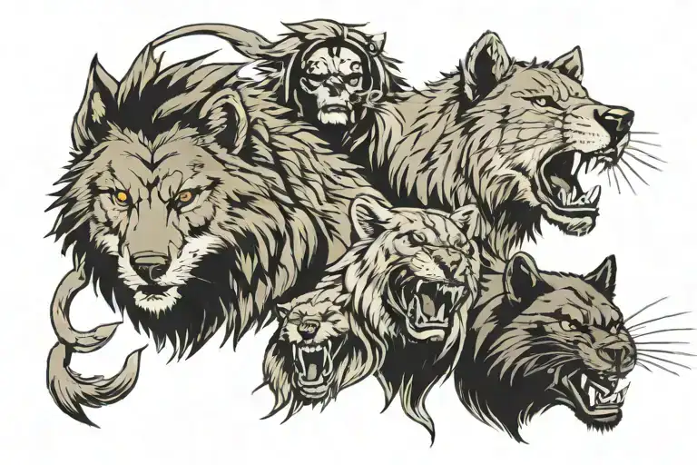 wolf, lion, bear, predator, king, no fear, dont quit, be humble, fighter, anime, sharingan, anime and mangas tattoo design idea