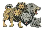 wolf, lion, bear, predator, king, no fear, dont quit, be humble, fighter, anime, sharingan, anime and mangas tattoo design idea