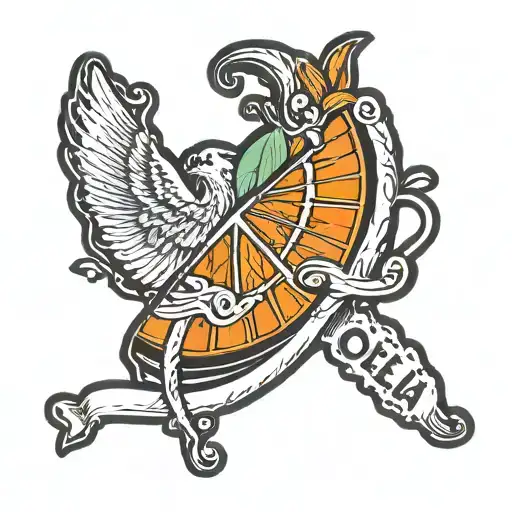 orange slice with a banner that says "Odelia" tattoo design idea