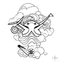 single line biplane tattoo design idea