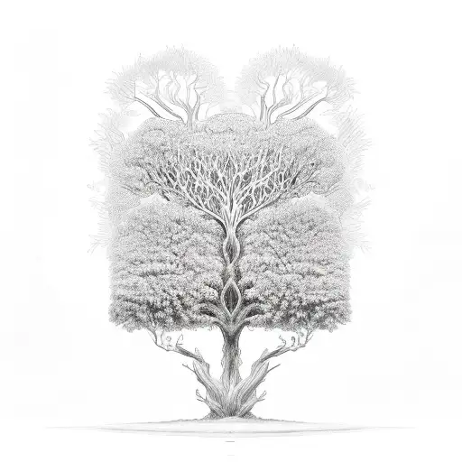 Tree of Life half dead tattoo design idea