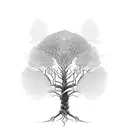 Tree of Life half dead tattoo design idea