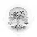 Tree of Life half dead tattoo design idea