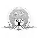 Tree of Life half dead tattoo design idea