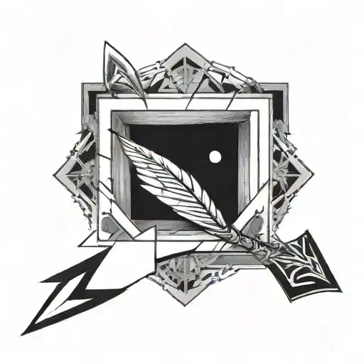 Arrow flying through a portal opening tattoo design idea