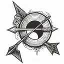 Arrow flying through a portal opening tattoo design idea