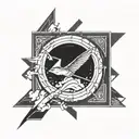 Arrow flying through a portal opening tattoo design idea