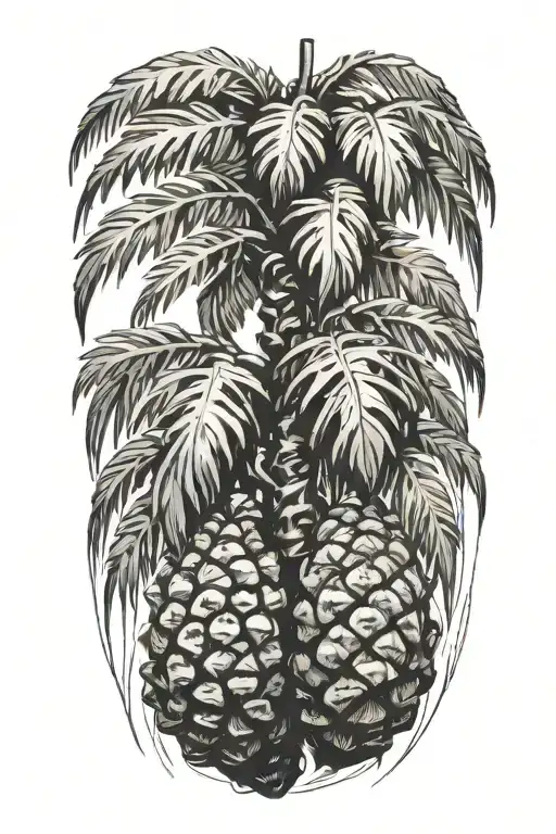 Palm trees growing out of a Monterrey pine cone tattoo design idea