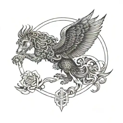 art from the persian empire mixed with art from the viking age coming together tattoo design idea