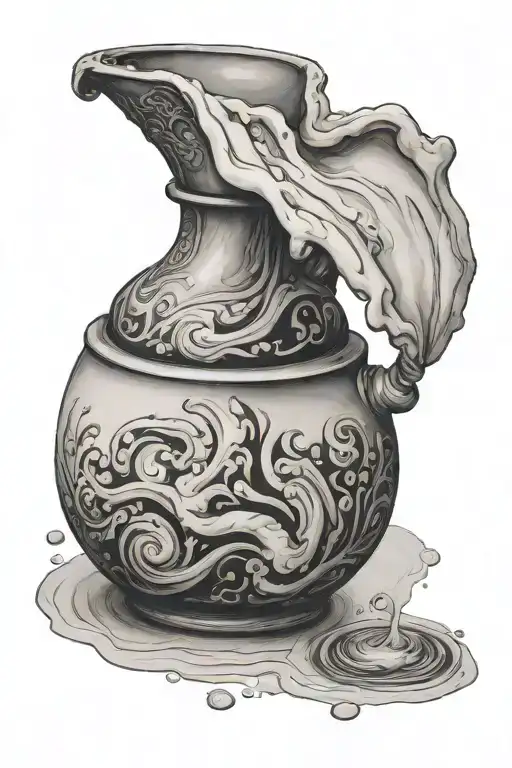 alabaster jar with oil pouring tattoo design idea
