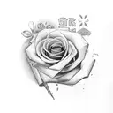  a Arm Sleeve Tatoo, with money rolled up in a rose like shapes, one doves, a anci clock, natural roses and a staircase  tattoo design idea