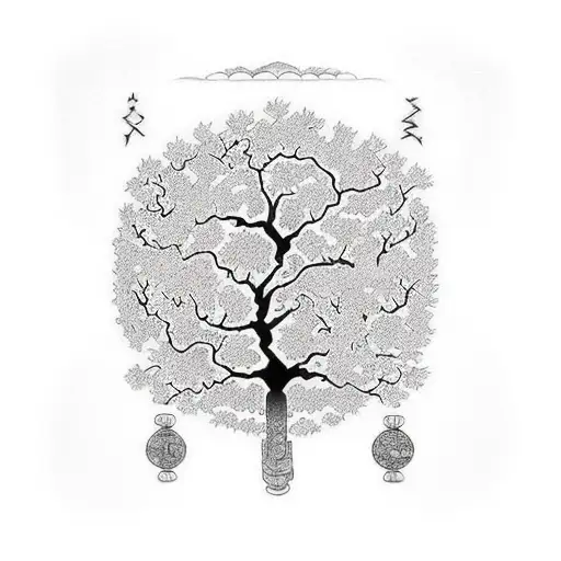 marriage tree tattoo design idea