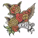 word 'kats' and reverse word 'love' tattoo design idea
