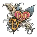 word 'kats' and reverse word 'love' tattoo design idea