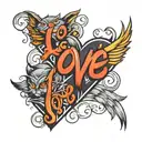 word 'kats' and reverse word 'love' tattoo design idea