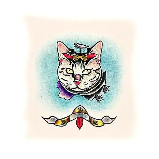 fat cat tattoo design idea