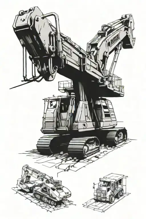 excavator blue collar tattoo design idea