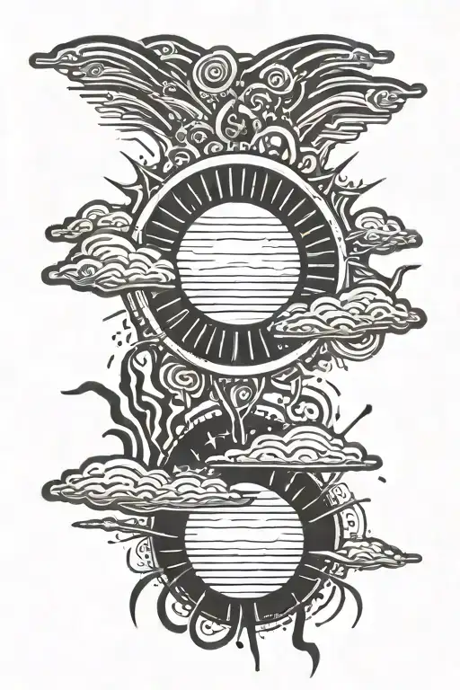 I want a tattoo of the sun rising and its rays shining through a stormy cloud tattoo design idea