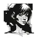 Serial Experiments Lain inspired tattoo with a conceptual design and blackwork style tattoo design idea