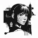 Serial Experiments Lain inspired tattoo with a conceptual design and blackwork style tattoo design idea