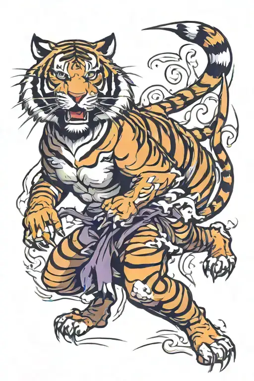 Japanese tiger fighting tattoo design idea