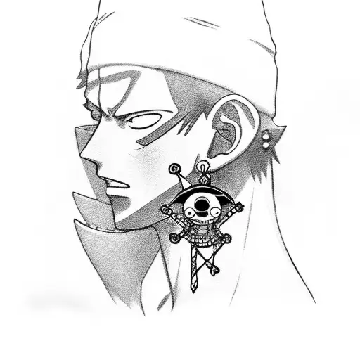 one piece roronoa zoro earrings inside of the earings is his three swords tattoo design idea