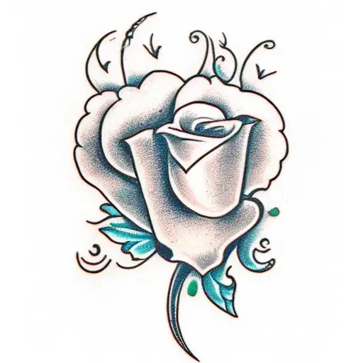 Dagger  with a heart and flowers at the handle  tattoo design idea