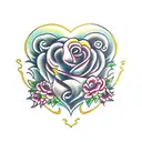 Dagger  with a heart and flowers at the handle  tattoo design idea