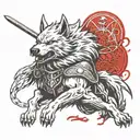 berserk wolf trying to take the berserk symbol tattoo design idea