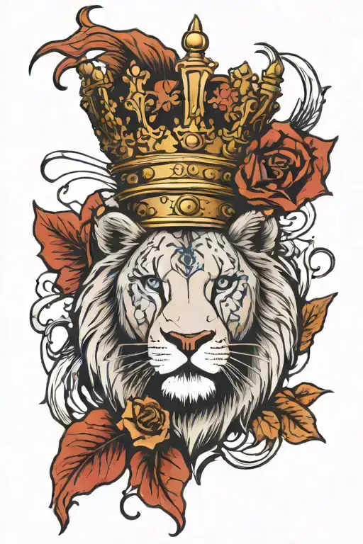 detroit lions head with a crown tattoo design idea